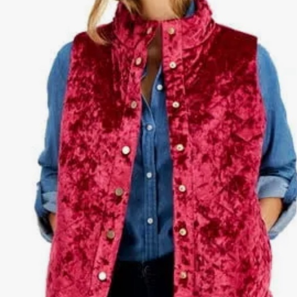 Charter Club Jackets & Blazers - Adorable Charter Club Quilted Red Velvet Vest. Size XXL